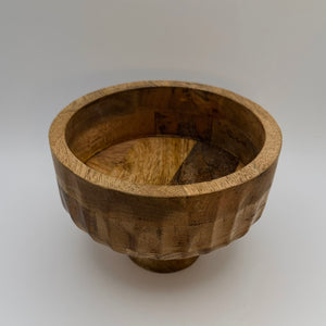 Wooden bowl with visible natural grain and thick sides