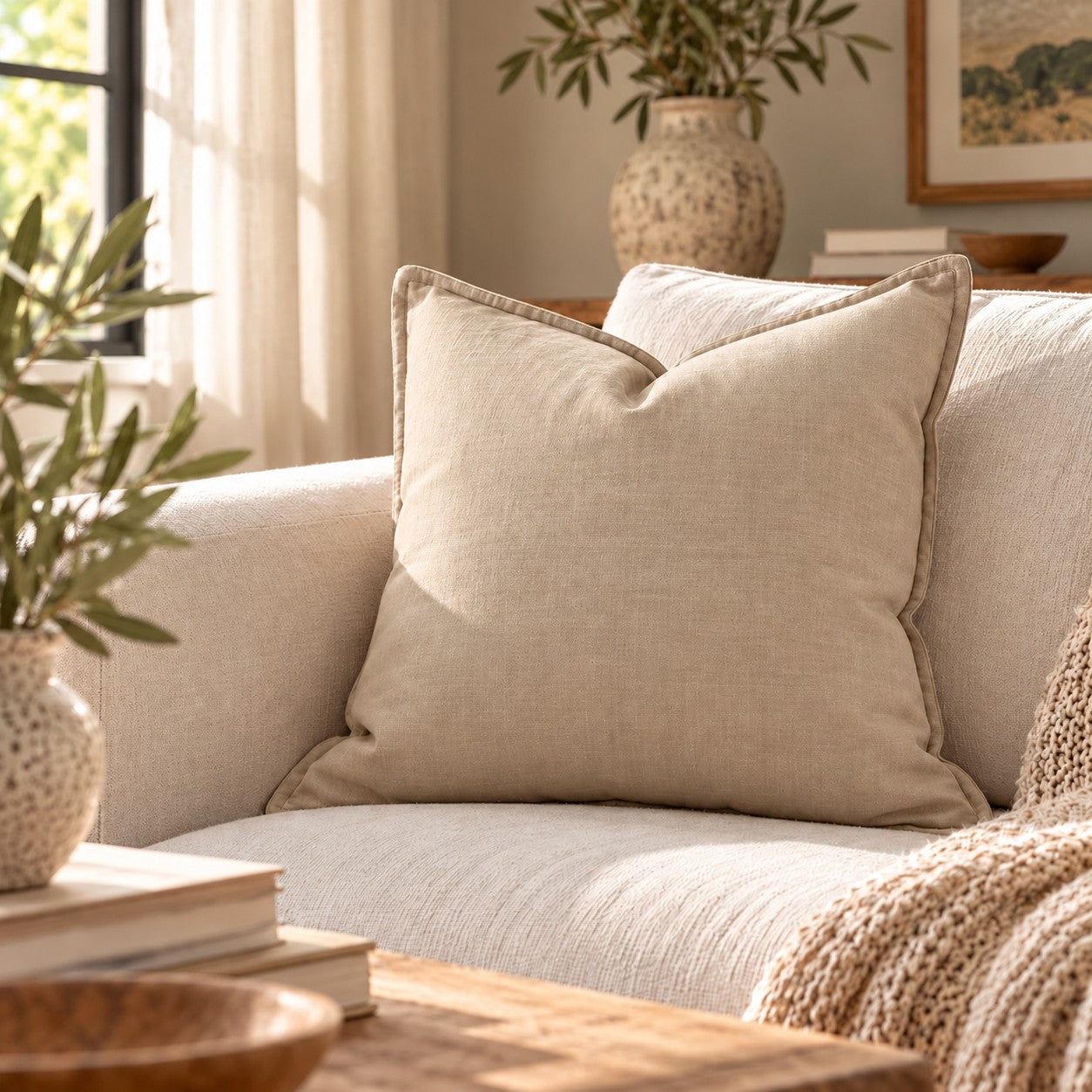 Vegetable-Dyed Linen Cushion Cover