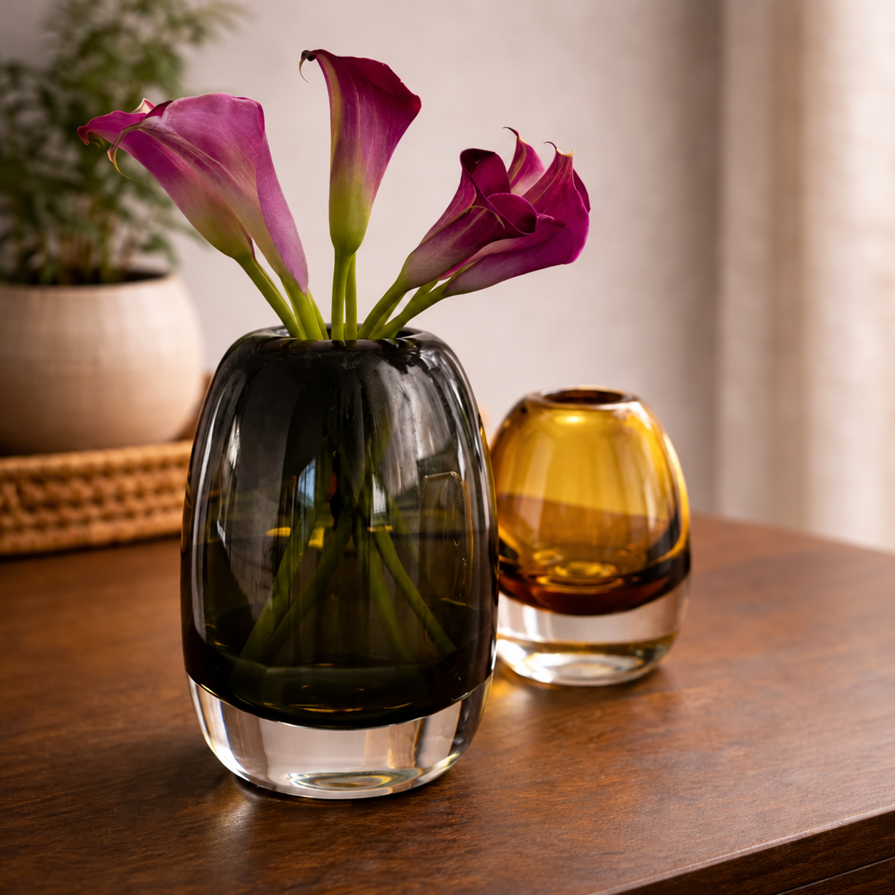 Gray Glass Bud Vase – Large