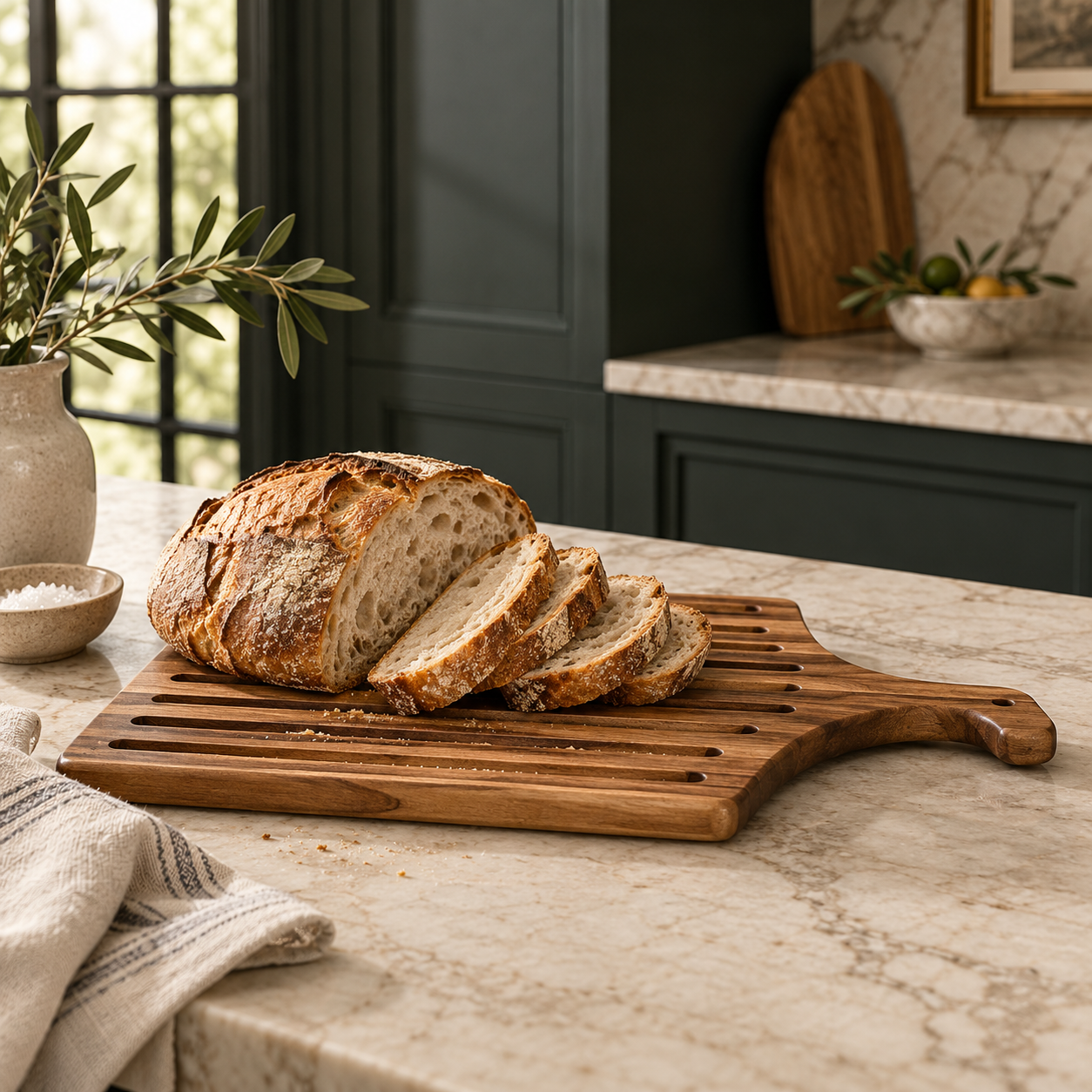Slotted Acacia Wood Bread Board